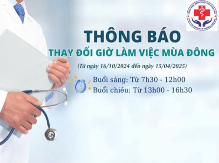 THÔNG BÁO THAY ĐỔI GIỜ LÀM VIỆC MÙA ĐÔNG